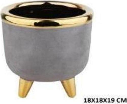 23 cm Polyester Gri/gold Üç Ayaklı Vazo/saksı Roza6