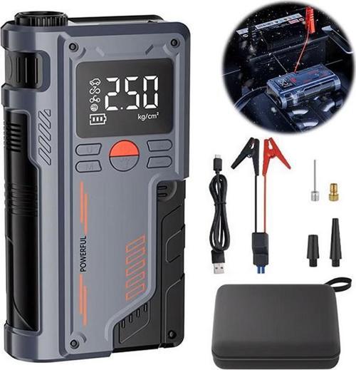 ST-9631 Pro Taşınabilir Göstergeli Araç Lastik Şişirme Ve Starter Akü Takviye Seti