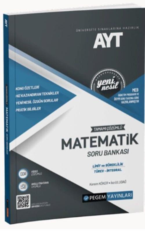 Pegem Yayınları  AYT Matematik Limit Türev İntegral Tamamı Çözümlü Soru Bankası
