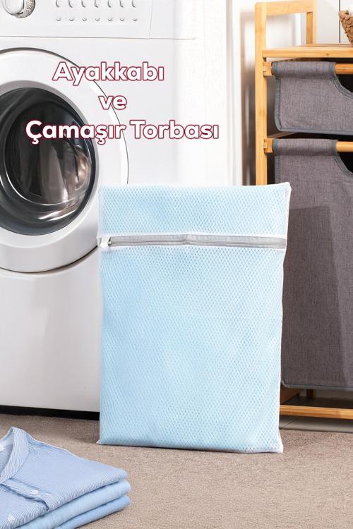 3129 Çamaşır Yıkama Filesi Fermuarlı Bölmeli Ayakkabı Yıkama Filesi Deforme Önleyici Torba File
