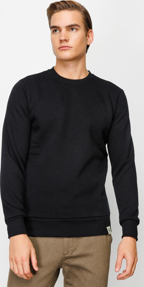 Erkek Siyah Bisiklet Yaka Sweatshirt