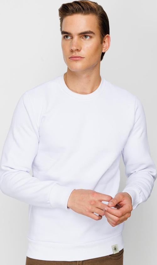 Erkek Beyaz  Bisiklet Yaka Sweatshirt