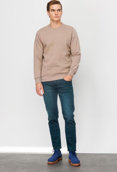 Erkek Camel  Bisiklet Yaka Sweatshirt