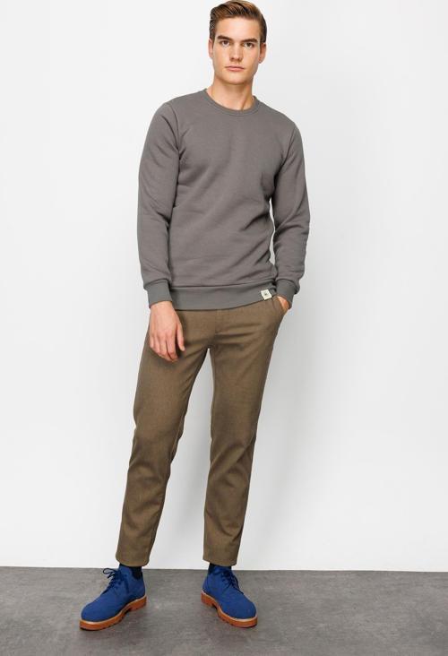 Erkek K.Gri  Bisiklet Yaka Sweatshirt