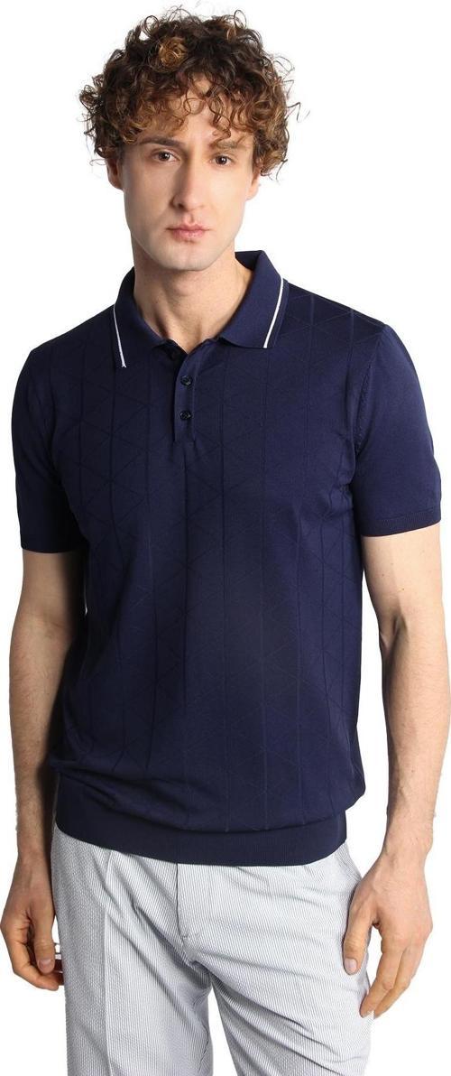 Erkek Lacivert  Polo Yaka Triko Kısa Kol