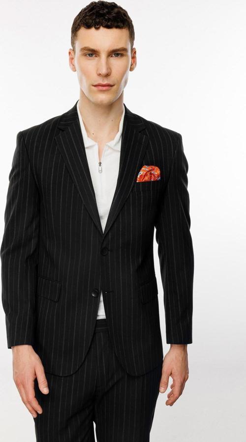 Erkek Siyah Barı (4 Drop)  / Geniş Kalıp Geniş Mono Takım Elbise