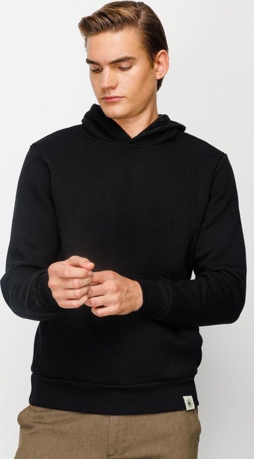 Erkek Siyah Kapşonlu Sweatshirt