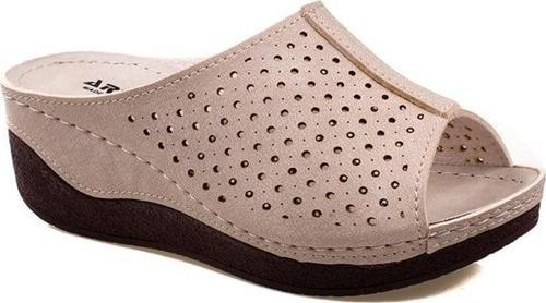 Krem Dolgu Topuk Delikli Kadın Terlik 04-024