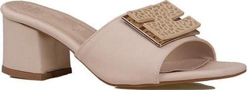 Krem Keten Kot Kadın Topuklu Terlik