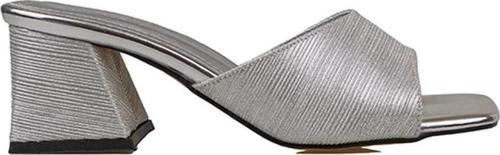 Gümüş Kadın Kalın Topuk Fantazi Terlik