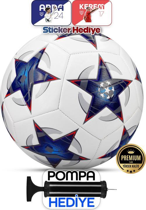 Futbol Topu Şampiyonlar Ligi Pompalı Sert Zemin Halı Saha Futbol Topu No:5 Mavi 034