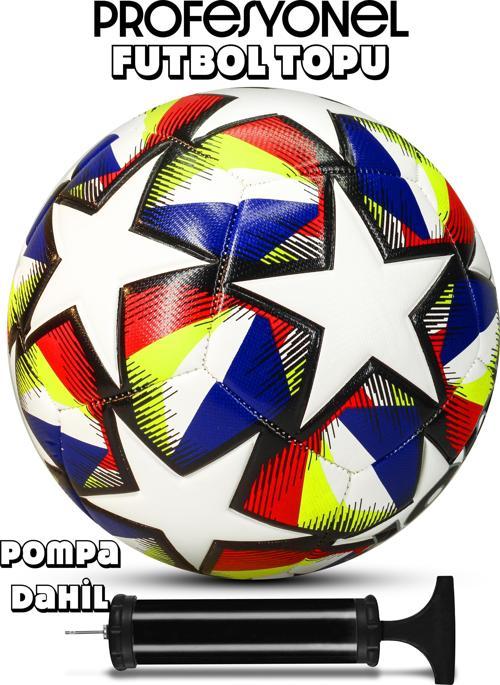 Futbol Topu Neon Şampiyonlar Ligi Pompalı Set Dayanıklı Sert Zemin Halı Saha Topu 061