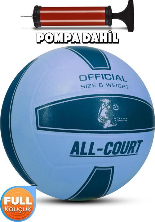 All Court Voleybol Topu Pompa Dahil Set Kauçuk Dikişsiz Yekpare Üretim İç Dış Mekan NO:5 Mavi