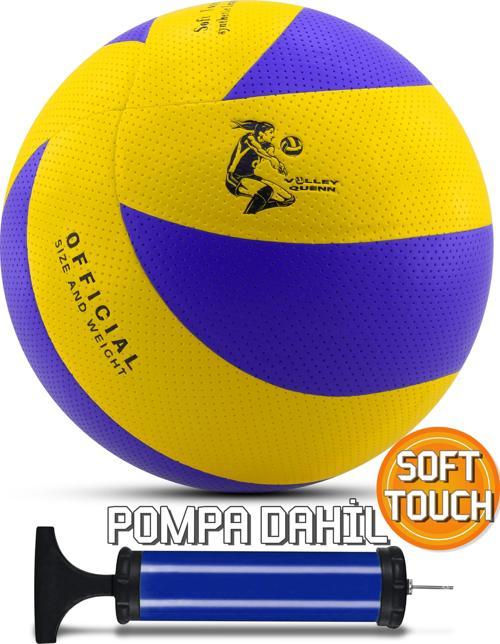 Yapıştırma Voleybol Topu Pompalı Set Soft Touch İç-Dış Mekan Uygun 8 Panel Mavi 280 Gram