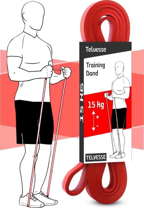 15 KG Direnç Bandı Kas Geliştirme Lastiği Fitness Pilates Cross Training Bant Kırmızı - Orta Sert