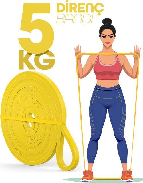5KG Barfiks Lastiği Gym Resistance Band Antrenman Kas Geliştirme Bandı Sarı (Hafif)