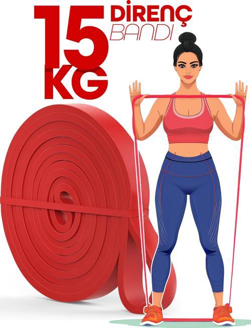 15KG Barfiks Lastiği Gym Resistance Band Antrenman Kas Geliştirme Bandı Kırmızı (Orta Sert)