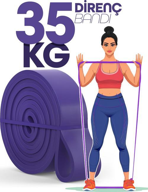 35KG Barfiks Lastiği Gym Resistance Band Antrenman Kas Geliştirme Bandı Mor (Extra Sert)