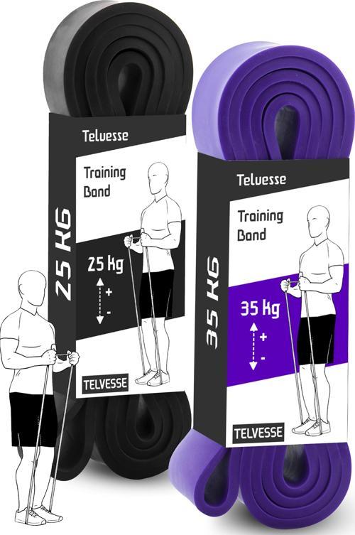 2li SET 25+35 KG Direnç Bandı Seti Kas Geliştirme Lastiği Fitness Pilates Cross Training Bant