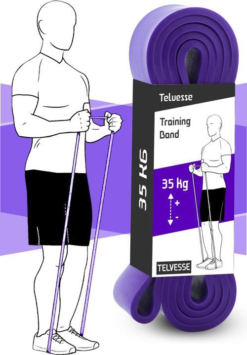 35 KG Direnç Bandı Kas Geliştirme Lastiği Fitness Pilates Cross Training Bant Mor - Extra Sert