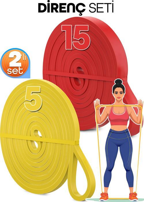 5 + 15 KG 2'li SET Barfiks Lastiği Gym Resistance Band Antrenman Kas Geliştirme Bandı