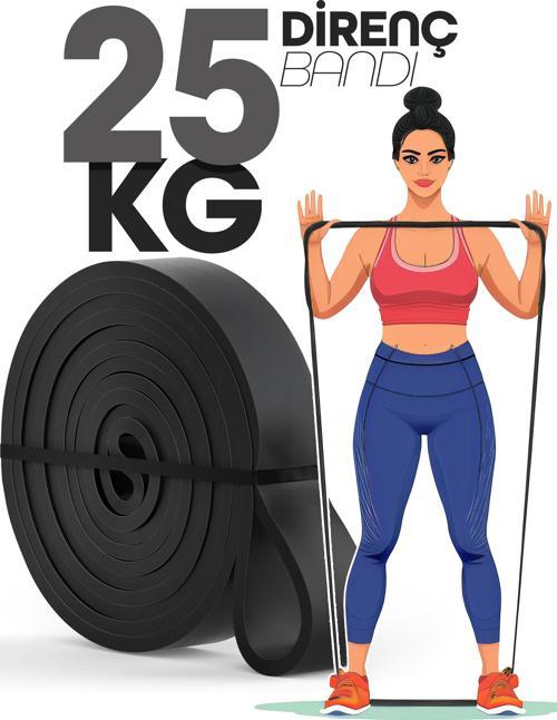 25KG Barfiks Lastiği Gym Resistance Band Antrenman Kas Geliştirme Bandı Siyah (Sert)