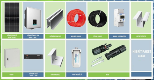 Güneş Enerjisi Hibrit Solar Paket 20Kw Trifaze İnverter + 20 Kw Lityum Akü