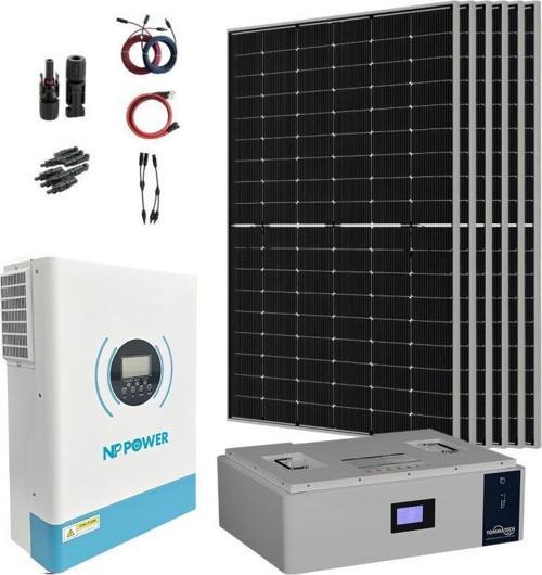 Güneş Enerjisi Bağ Evi Yüksek Kapasiteli Solar Paket 430w Güneş Paneli 5.5kw İnverter 5Kw Lityum Akü