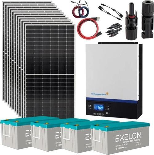 Güneş Enerjisi Hazır Solar Paket – 5Kw Mppt İnverter + 9X 550W Güneş Paneli + 4X 12V 200Ah Jel Akü