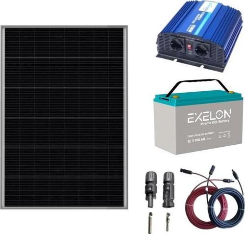 Güneş Enerjisi Tv+Aydınlatma Premium Paket – 1200W Modifiye Sinüs İnverter + 2X 220W Güneş Paneli +1X 12V 100Ah Jel Akü