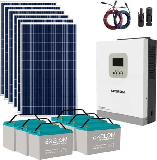 Güneş Enerjisi Bağevi Hazır Solar Paket  - 3Kw Mppt Akıllı İnverter + 6X 295W Polykristal Güneş Paneli+ 6X 12V 105Ah Jel