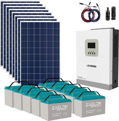 Güneş Enerjisi Bağevi Hazır Solar Paket  - 6.2Kw Mppt Akıllı İnverter + 8X 295W Polykristal Güneş Paneli+ 8X 12V 105Ah J