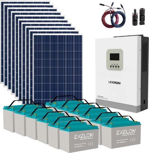 Güneş Enerjisi Bağevi Hazır Solar Paket - 6.2Kw Mppt Akıllı İnverter + 12X 295W Polykristal Güneş Paneli+ 12X 12V 105Ah 