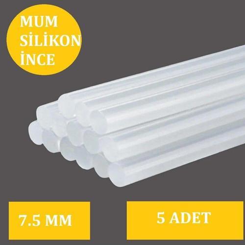 İnce Şeffaf Sıcak Mum Silikon 7.5Mm 30Cm 5 Adet