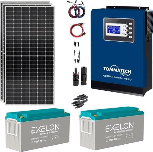 Güneş Enerjisi Bağ Evi Solar Paketi – 3Kw İnverter + 3X 350W Güneş Paneli + 2X 12V 150Ah Jel Akü