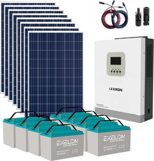 Güneş Enerjisi Bağevi Hazır Solar Paket  - 3Kw Mppt Akıllı İnverter + 8X 295W Polykristal Güneş Paneli+ 8X 12V 105Ah Jel