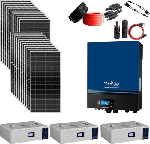 Güneş Enerjisi Hazır Solar Paket – 11Kw İnverter + 20X 550W Güneş Paneli + 3X 48V 100Ah Lityum Akü