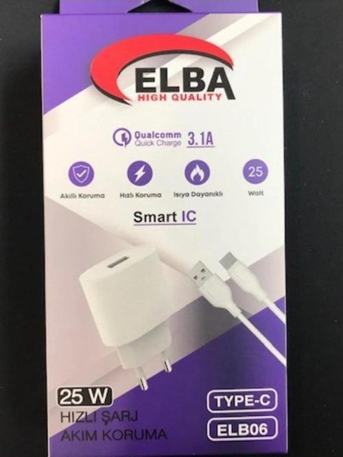 Beyaz Usb 25W Şarj Kafa + 1 Metre Usb Type-c Kablo QC4.0 (Akım Koruma-Hızlı Şarj)
