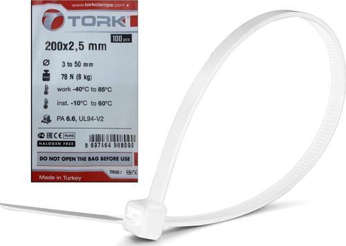 Plastik Cırt Kelepçe Kablo Bağı 100 Lü 200 x 2.5 MM Kablo Bağı Beyaz