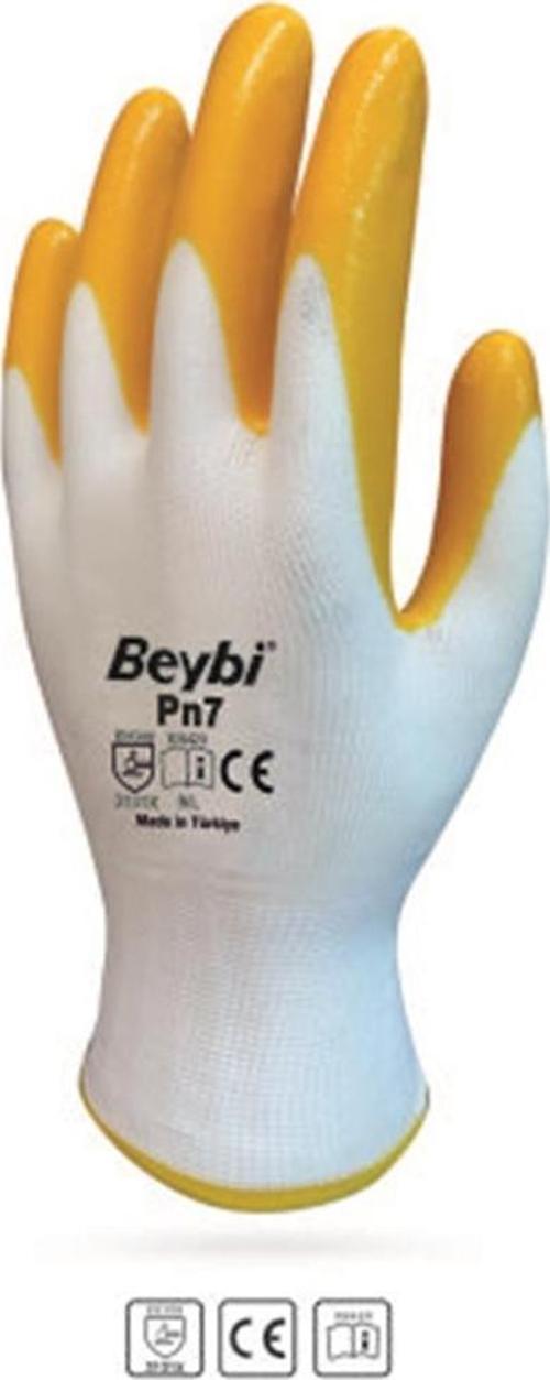 Nitril Poly 10 Beden Beyaz Sarı  Eldiven 12 Li Paket