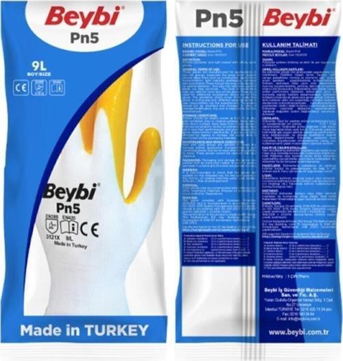 Polyoster Örme Nitril PMK PN5 Beyaz Sarı 10 Beden 12 Li Paket