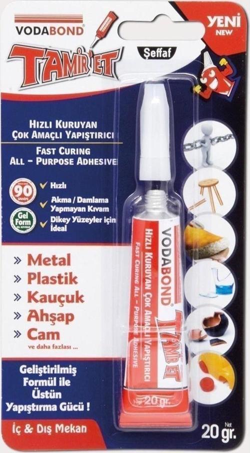 Vodabond Tamir Et Çok Amaçlı Jel Yapıştırıcı 20 GR Metal - Plastik - Kauçuk - Ahşap - Cam