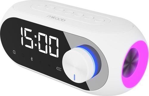 1200mAh 5W Beyaz Bluetooth-Aux-Derece-Usb-FM Double Alarmlı Saat Speaker Speaker