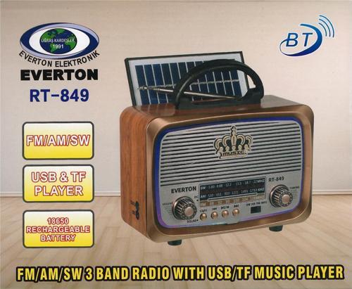 Bluetooth Fm-Usb-Tf-Aux Şarjlı Nostaljik Radyo Güneş Panelli