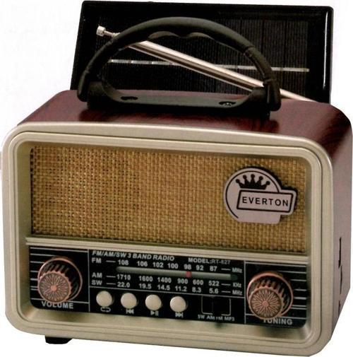 Bluetooth-USB-SD-FM Şarjlı Nostaljik Radyo (Solar Güneş Panelli)