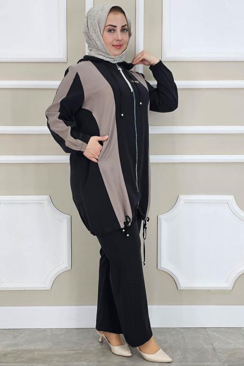 KADIN DİKME DETAYLI KAPÜŞONLU TESETTÜR TAKIM