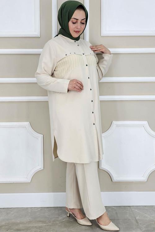 KADIN KOMBİNLİ TAŞ DETAYLI TESETTÜR TAKIM