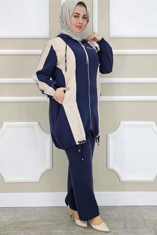 KADIN DİKME DETAYLI KAPÜŞONLU TESETTÜR TAKIM