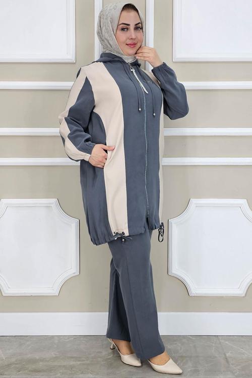 KADIN DİKME DETAYLI KAPÜŞONLU TESETTÜR TAKIM