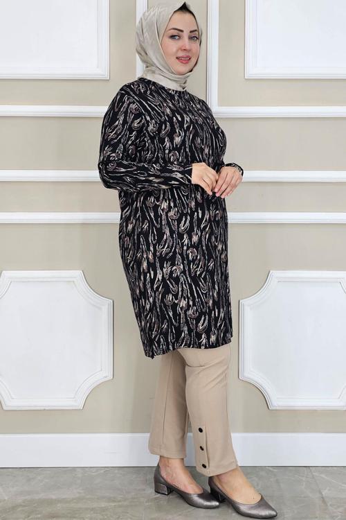 KADIN DALGA DESENLİ TESETTÜR TUNİK